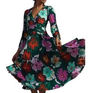 NWT Anthropologie Pleated V-Neck Dress